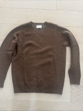 Women's V-Neck Brown Cashmere-Blend Sweater